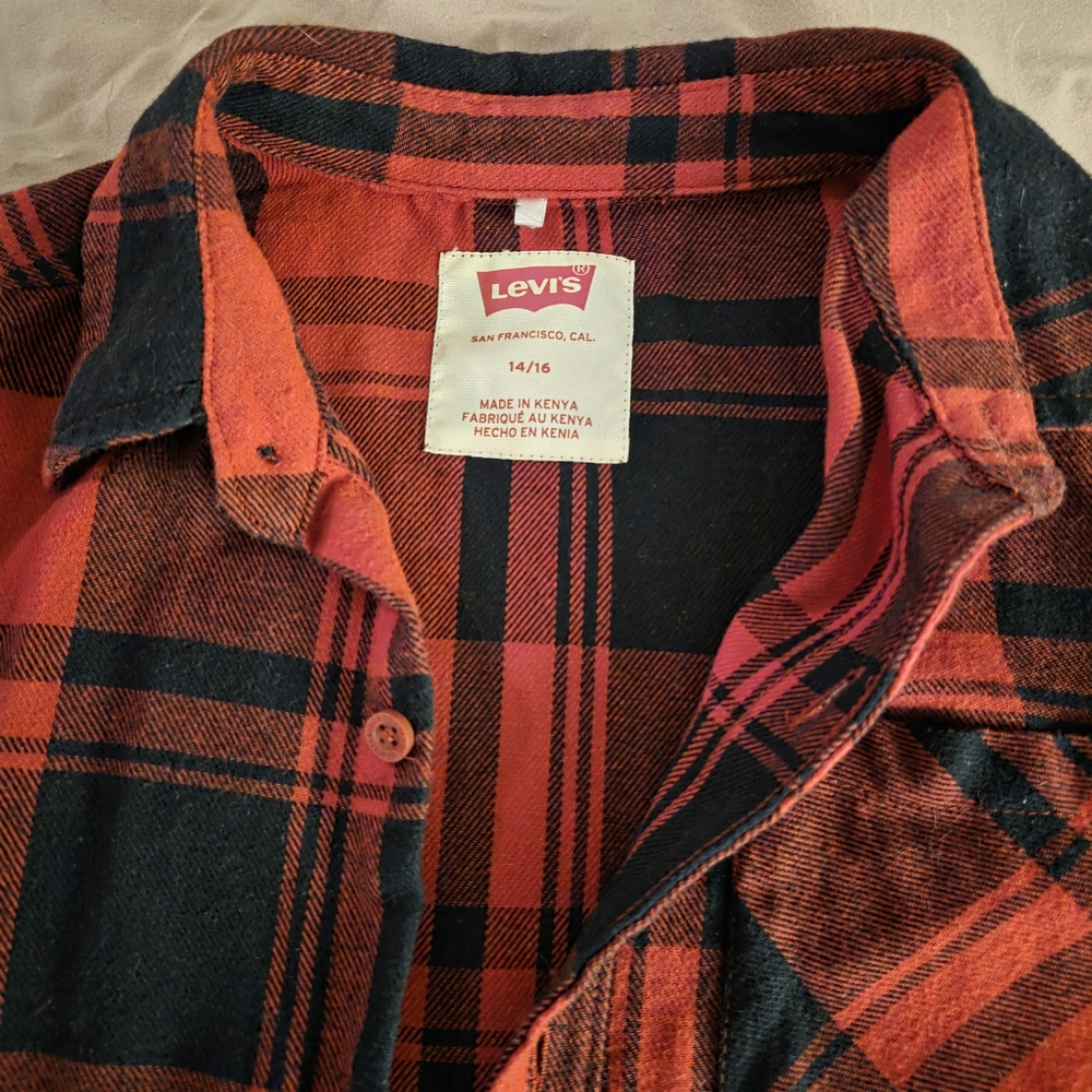 Levi's Red and Black Plaid Shirt